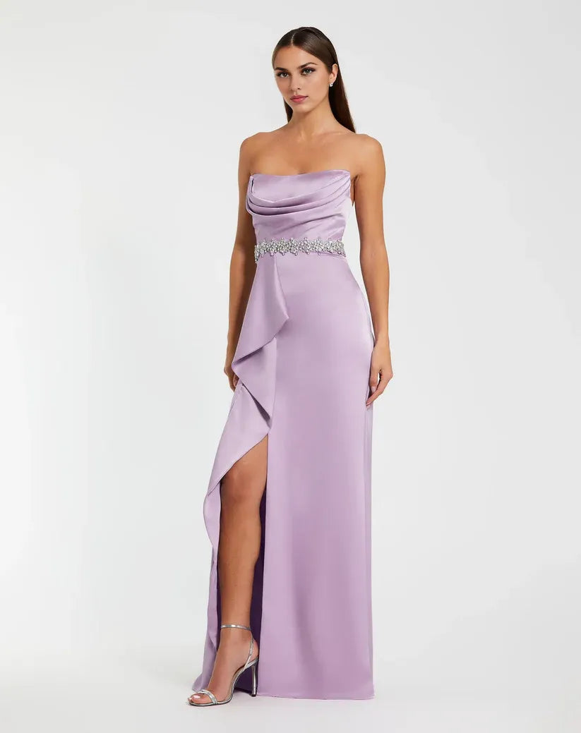 Charming Mermaid Strapless Sleeveless Zipper Up Sweep/Brush Train Prom Dress